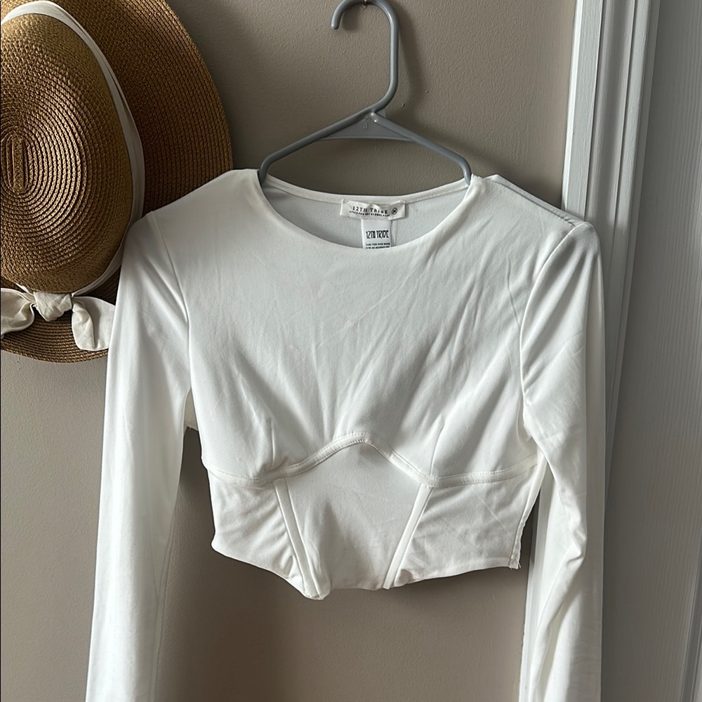 White Long SleeveCrop  Top